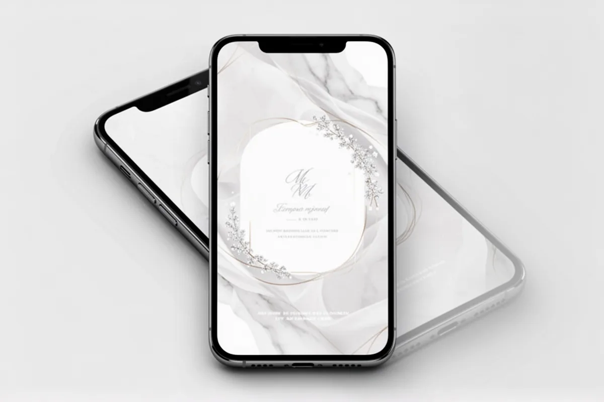 digital wedding invitation displayed on smartphone screen modern minimalist design